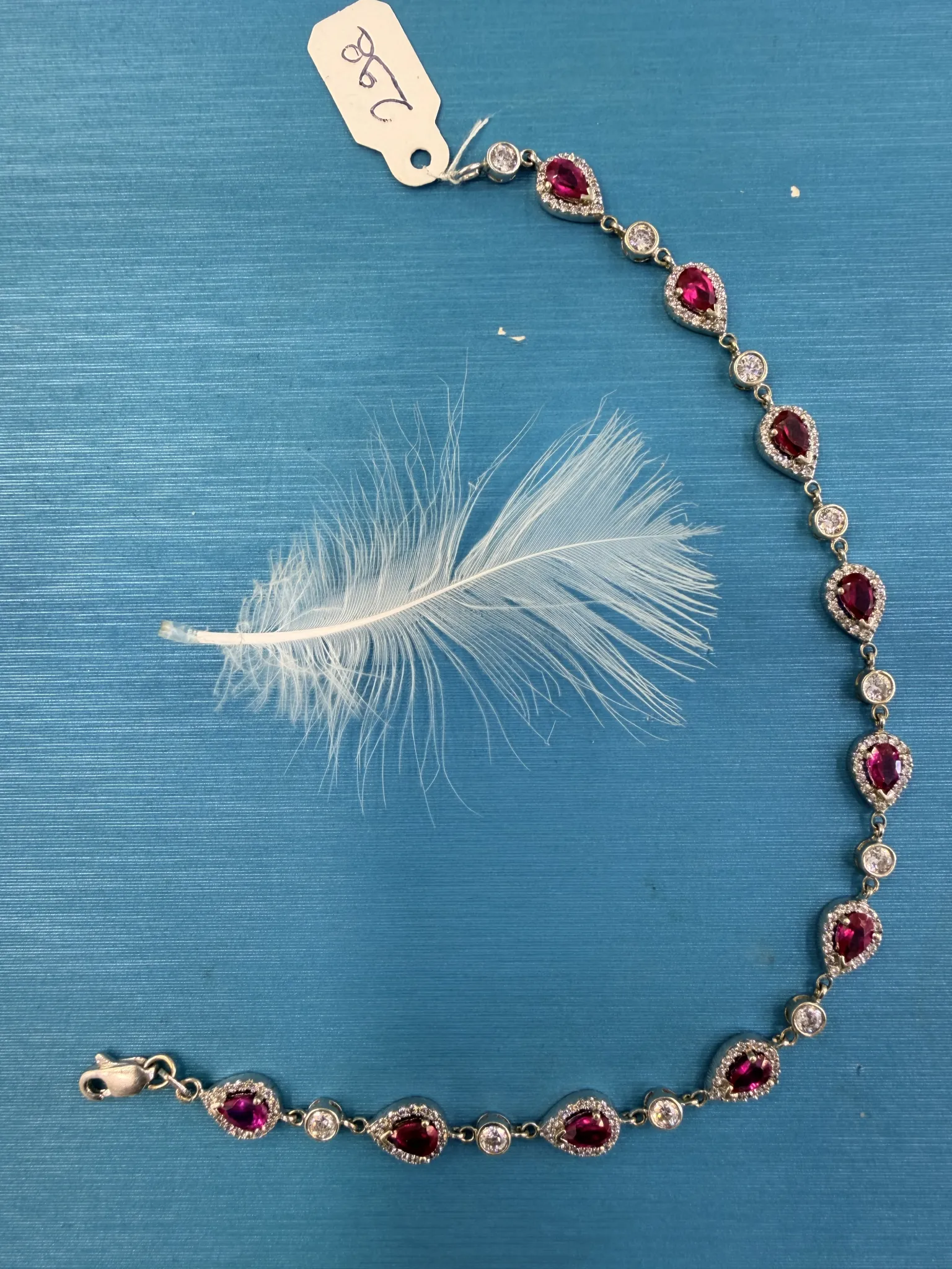 Taşlı Beyaz Altın Bileklik