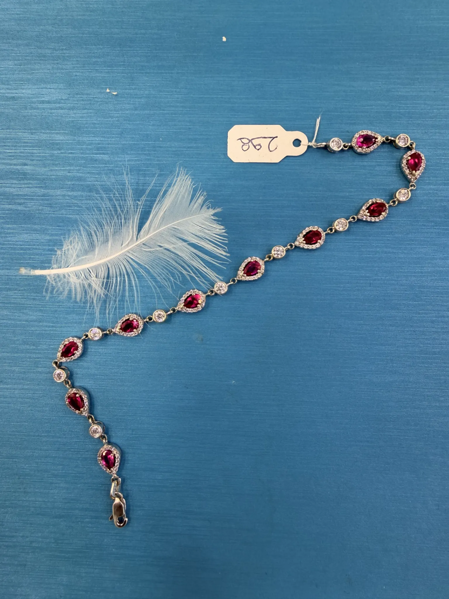 Taşlı Beyaz Altın Bileklik